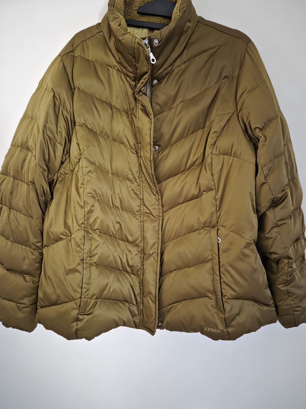Eddie Bauer EB 550 Olive Green Goose Down Quilted Puffer Jacket Size 1X